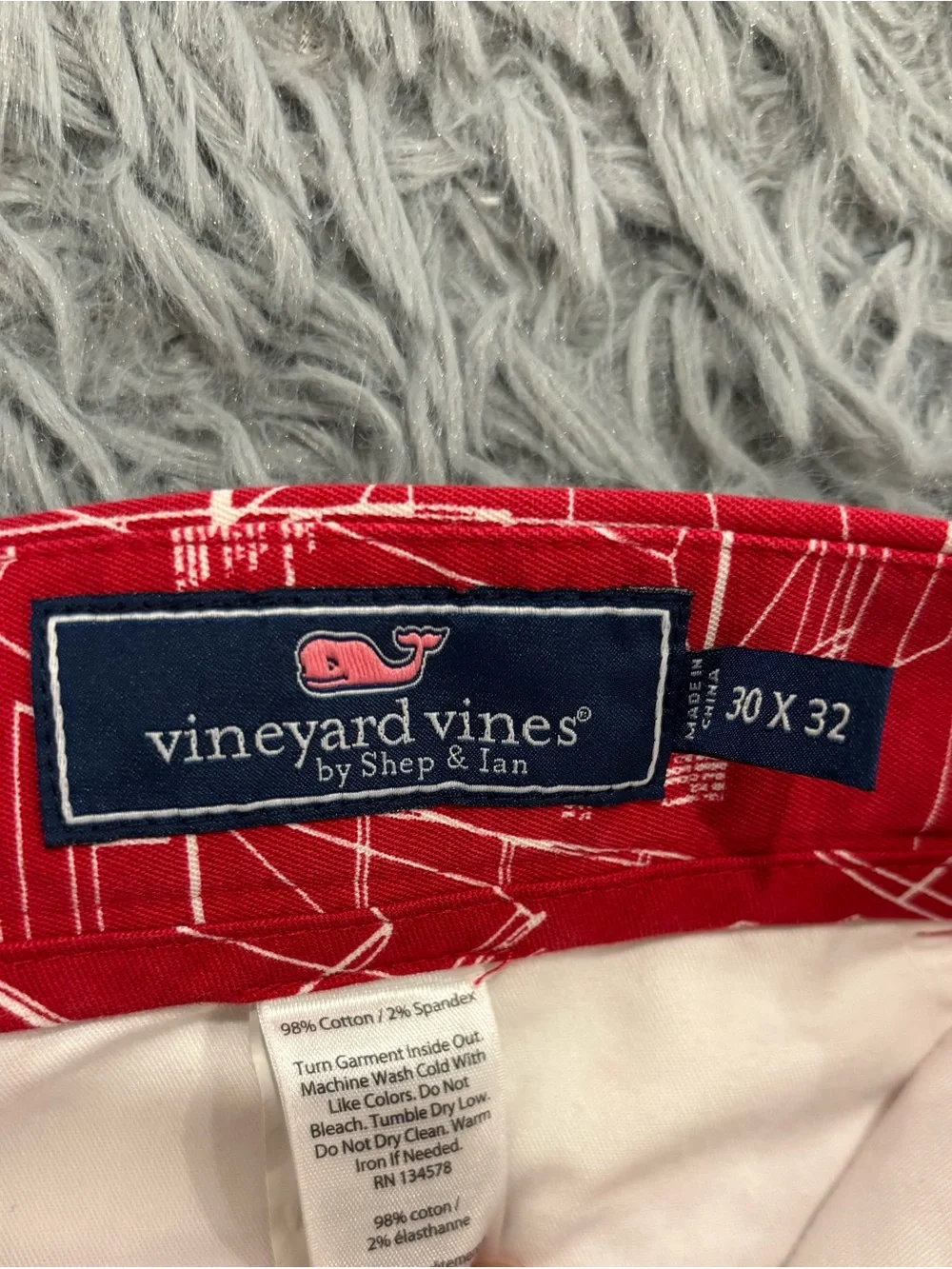 Vineyard Vines Men Red White Nautical Boat Print Breaker Pants 30X32 Preppy Golf